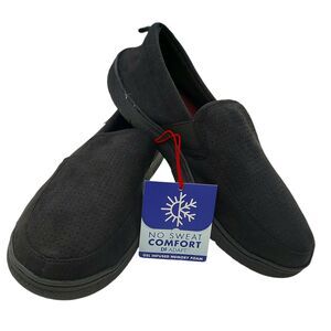 Dearfoams Clog Shoes Slippers Mens 9-10 Black Perforated Microsuede Moc Toe Cozy